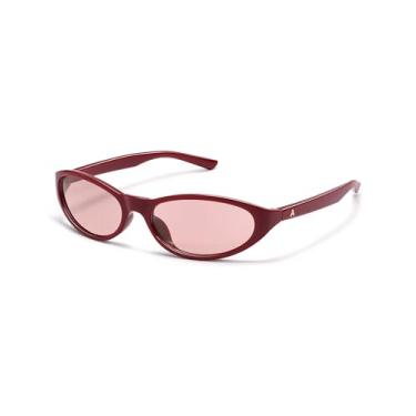 Imagem de Appassal Óculos de sol ovais retrô Y2K para mulheres e homens, moderno, esportivo, proteção UV AP3741, C3 vermelho/vermelho claro, M