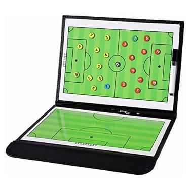 Imagem de ZAWELIYO Placa de treino de futebol, ​​placa magnética de treino de futebol, ​​prancheta de futebol, kit de tabuleiro magnético com caneta e cartão de número
