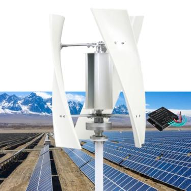 Imagem de HUIZHITENGDA Kit de Gerador Eólico Vertical de 8000W com 3 Lâminas, 220V 48V 24V 12V com Controlador, Kit de Energia Eólica para Casa e Iluminação de Rua (Branco),48v