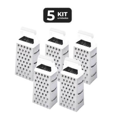 Imagem de Kit 5 ralador inox 4 faces 7" branco - Chef Line