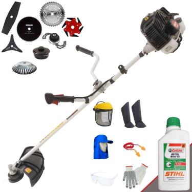 Imagem de Roçadeira Kawashima KW43LE 43cc 1,7HP + Faca 2 Pontas + Faca 40 Dentes + Faca 80 Dentes + Trimmer + Escova 38c + Faca 6 Pontas + Óleo Stihl + KIT EPI