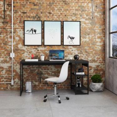 Imagem de Mesa c/Estante Baixa 150X64X75cm C/02 Prateleiras - Metalig, Preto Ôni