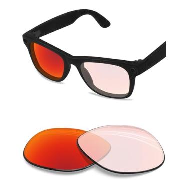 Imagem de BLAZERBUCK Lentes de substituição anti-sal para RayBan Meta Wayfarer RW4008 53 mm - Fotocrômica Transparente a Vermelho Fogo