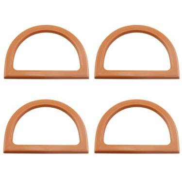 Imagem de KKUANG 4 peças 120 x 85,6 mm alça de bolsa de plástico em forma de D caixa de presente alça artes e artesanato acessório de costura cáqui para fazer sacos de crochê carteiras de tecido de renda