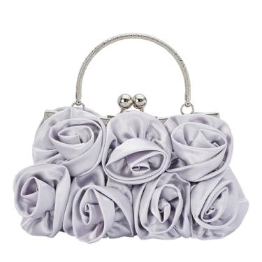 Imagem de SH Bolsas de mão femininas para noite, bolsa de cetim para casamento, coquetel, festa de formatura, bolsas elegantes, Prata