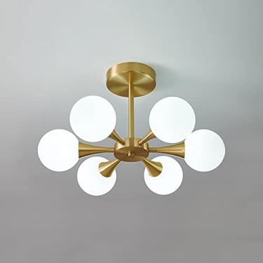 Imagem de KSSTEVNBD Lustre, bolas de vidro nórdicas, luz de teto, luminária de teto LED para casa com lâmpadas, moderno, quarto, latão, montagem embutida, luz de teto, entrada corredor, perto da luminária de