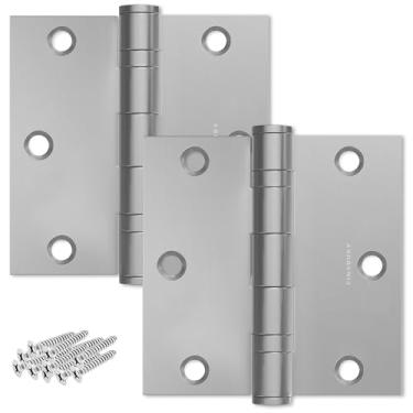 Imagem de Finsbury Hardware Dobradiça de porta, rolamento de esferas, 9 x 8 cm, aço sólido 304, durável, usinado, usinado, NRP, dobradiças de encaixe de grau arquitetônico – Conjunto de 2 dobradiças de porta