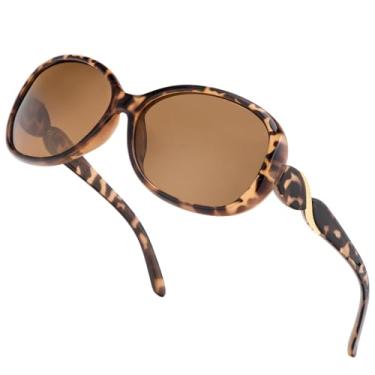 Imagem de Óculos de sol polarizados grandes para mulheres, óculos de sol polarizados Jackie O para dirigir, viajar, óculos de sol femininos, Tartaruga/marrom, Oversized