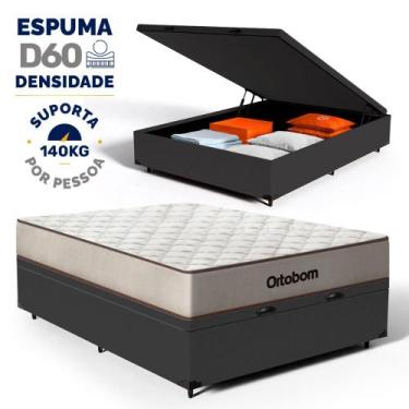 Imagem de Cama Box Baú Colchão Espuma D60 Ortobom Force Dream Casal, Preto