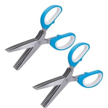 Imagem de Tesoura de Picotar Alimentos, temperos e papel com 5 lâminas(2 Unidades Azuis)