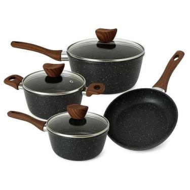 Imagem de Jogo Panelas e Frigideira Antiaderente Indução Gas Eletrico Cooktop Co