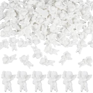 Imagem de UNICRAFTALE 100 peças mini cabochão de resina de anjo enfeites de resina branca contas planas enfeite de pingente miniatura estatueta de anjo mini estátua de anjo para scrapbook faça você mesmo