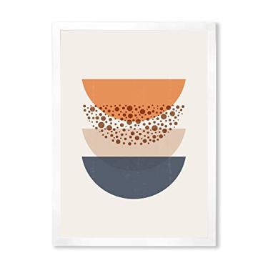 Imagem de DesignQ Arte de parede emoldurada moderna abstrata sol e lua em azul e laranja