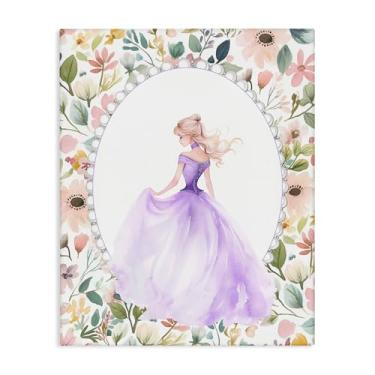 Imagem de Stupell Industries Arte de parede em tela de princesa roxa com borda de pérola, design de Christine Simpson Art, 50 x 40 cm