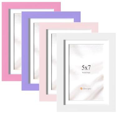 Imagem de eletecpro Conjunto de 4 porta-retratos 12 x 18 cm, moldura colorida com capa de acrílico para crianças, tela de 10 x 15 cm com tapete ou 12 x 18 cm sem decoração de parede e mesa (rosa choque/rosa