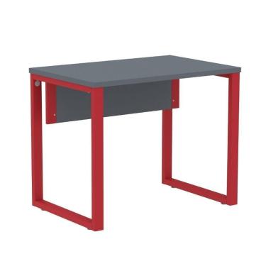 Imagem de Mesa Escritório P25 Tub Pandin 90 Cm (larg) Tampo Mdp Grafito Pé Aço Tubular Vermelho