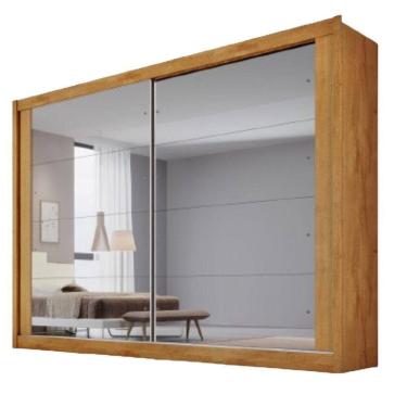 Imagem de Guarda Roupa Creta 100% Mdf Com 2 Portas Espelhadas Peroba/off White/peroba