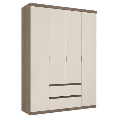 Imagem de Guarda Roupa Solteiro Nobre 4 Portas Rustic Off White Acetinado - Thb