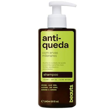 Imagem de Shampoo Antiqueda com Babosa (Aloe Vera), Alecrim, Jaborandi, Rícino e Ginseng – Auxilia no Cuidado da Queda e no Fortalecimento Capilar – Vegano – 240 mL – Beauts