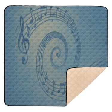 Imagem de Qilmy Tapete de brinquedo musical Swirl para bebês 127 x 127 cm, tapete macio à prova d'água para bebês pequenas, tapete antiderrapante lavável para cercadinho