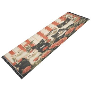 Imagem de JUZIHAI Tapete de corredor de 6 x 1,8 m, tapete antiderrapante lavável tipo linho, tapete longo macio para quarto, cozinha, entrada, lavanderia, decoração