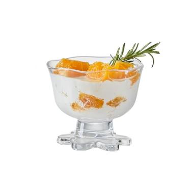 Imagem de WENMAQIN Tigelas de sorvete de vidro, tigelas clássicas de sobremesa de vidro transparente com pedestal, copos de sobremesa prato de bagatela para sobremesas em camadas, tigela de frutas e saladas (04