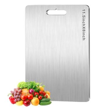 Imagem de Tábua de corte de titânio 100% puro, nova atualização dupla face não tóxica de titânio de grau alimentício para carne, frutas e vegetais