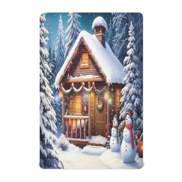 Imagem de Qilmy Lençóis de berço de cabana de Natal, de microfibra macia, respirável, elástico, para meninos e meninas, miniberço, 99 cm x 68,5 cm, capa de colchão infantil portátil