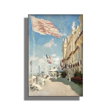 Imagem de Arte de parede em tela Monet - Decoração de parede HôTel Des Roches Noires - Pinturas a óleo decorativas arquitetônicas - Móveis elegantes e itens decorativos para banheiros, quartos e cozinhas. Sem