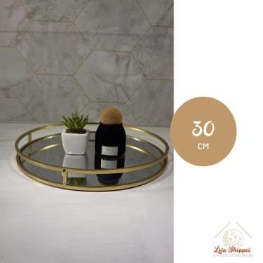 Imagem de Bandeja Espelhada Luxo Decorativa Dourada Banheiro Cozinha Sala de Est