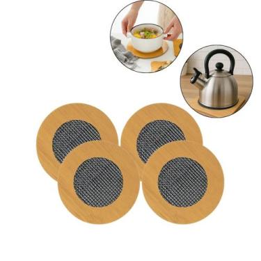 Imagem de Kit 4 Descanso de Panela MDF 16,5cm Proteção para Mesa Apoio para Pane