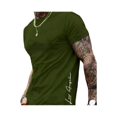Imagem de Camiseta Masculina Slim Fit De Algodão Com Estampa De Letras Los Angel