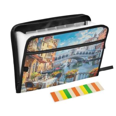 Imagem de Pasta de arquivo expansível Scene of Venice A4 para documentos em papel para escola e escritório
