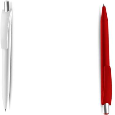 Imagem de Kit com Canetas Esferográficas Retráteis, Escrita Azul, Material Plástico, Ponta Média 0.7mm, para Escritório e Uso Escolar (Branco e Vermelho)