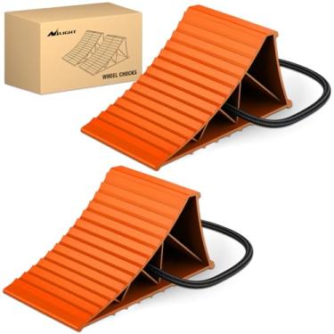 Imagem de Nilight Calços de roda, rolha de roda resistente para carro, caminhão, trailer, trailer, caravana, motocicleta, 22 x 12 x 10,7 cm, pacote com 2 (laranja)
