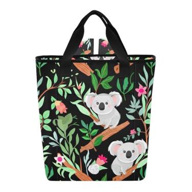 Imagem de Joitme Lindas bolsas térmicas com folhas de coalas e flores escuras, 36 latas, refrigeradores laterais macias, isoladas à prova de vazamento, para viagens