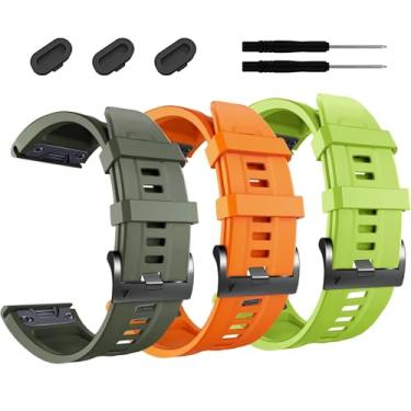 Imagem de BCMCBV Pulseira de relógio de 26 mm, para Garmin Fenix 7X Pro Epix Pro de 51 mm, Fenix 6X, pulseira de silicone, Fenix 6X Pro Descent Mk2i MK3i 51 mm (embalagem com 3)