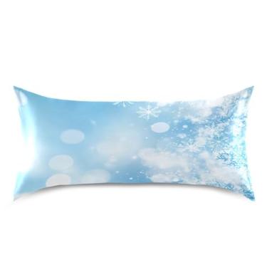 Imagem de Blueangle Fronha de cetim flocos de neve para cabelo e pele, fronha de seda, tamanho king (50,8 x 101,6 cm) - fronhas de cetim com fecho de envelope (928)