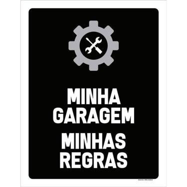 Imagem de Placa Decorativa De Carros Minha Garagem Minhas Regras 36X46