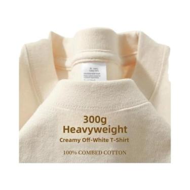Imagem de Camiseta De Algodão Puro Pesado 500G Com Ombros Caídos E Manga Curta P