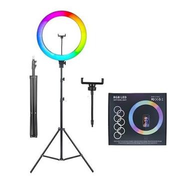 Imagem de Ring Light RGB 1,6m Tripé Ajustável para Stream e Foto - Genérico