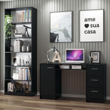 Imagem de Escrivaninha Alaska e Estante Livreiro 6908 Preto