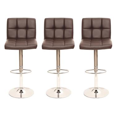 Imagem de Kit 3 Banquetas Giratórias Gomos Marrom Marrom