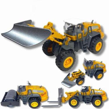 Imagem de Miniatura Trator Escavadeira Empilhadeira Rolo Metal Coleçao - Europio