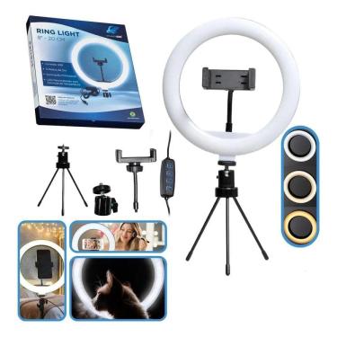 Imagem de Ring Light 8 Para Gravar Vídeos + Tripé Mesa Luz Profission