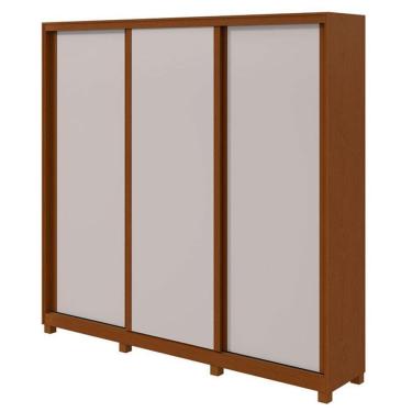 Imagem de Guarda Roupa Casal Forma 230 3 Portas de Correr 4 Gavetas MDF Frassino Off White Móveis Lopas