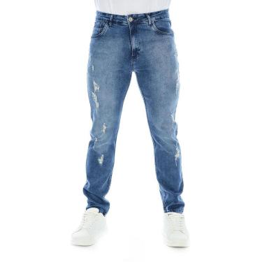 Imagem de Calça Jeans Masculina Slim Com Puídos Emporio Alex-Masculino
