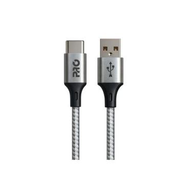 Imagem de Cabo USB Tipo-C 1,5m Nylon Preto Próeletronic CAUSB-150C Alta Resistên
