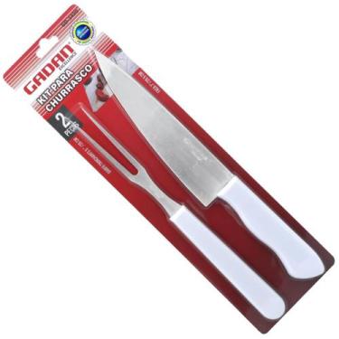 Imagem de Conjunto Com 2 Peças De Inox Para Churrasco Com Garfo E Faca - Gadan