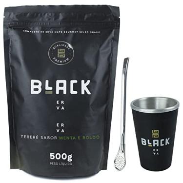 Imagem de KIT COPO CUIA TERMICO + BOMBA CLASSICA INOX + TERERE 500G BLACK ERVA (Menta e Boldo)